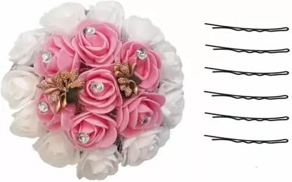 Ruchi Flower Gajra Hair Clips for Women - Elegant Metal Bobby Pins for Weddings & Parties