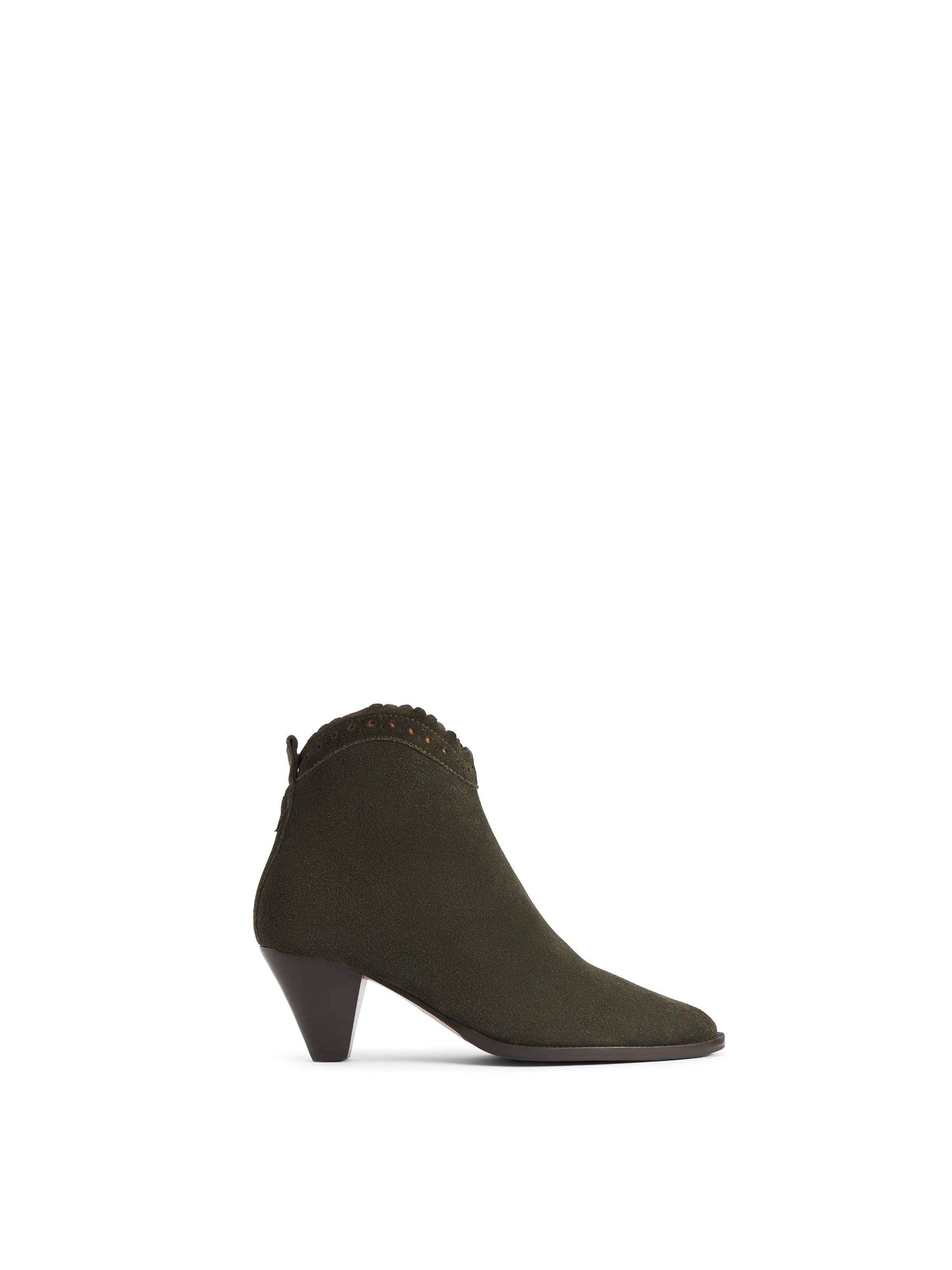 Regina Ankle Boots for Women - Comfortable Moss Green Leather Booties - Perfect for Fall, Winter & Casual Outfits