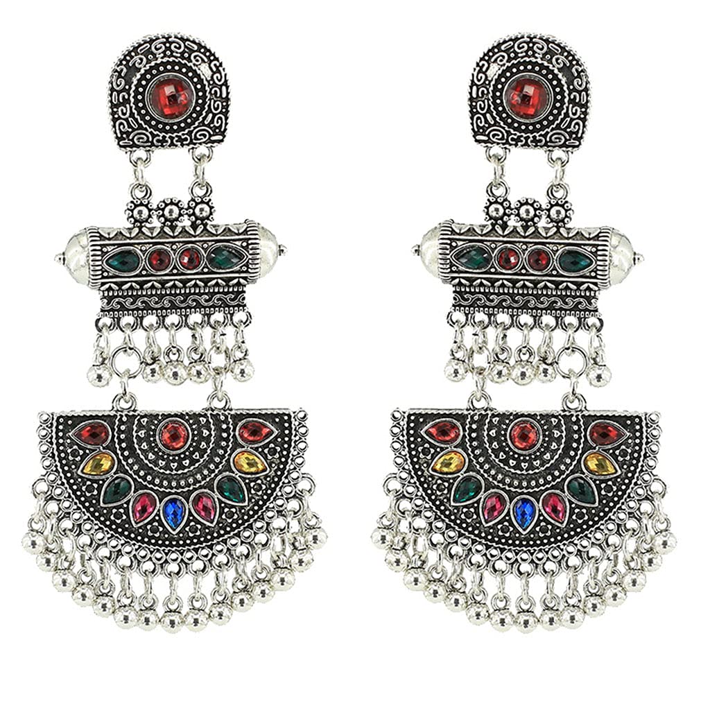 Vintage Indian Bollywood Jhumka Jhumki Earrings - Boho Gypsy Bell Earrings for Women & Girls - 2 Color Options - Perfect for Festivals, Weddings & Ethnic Fashion
