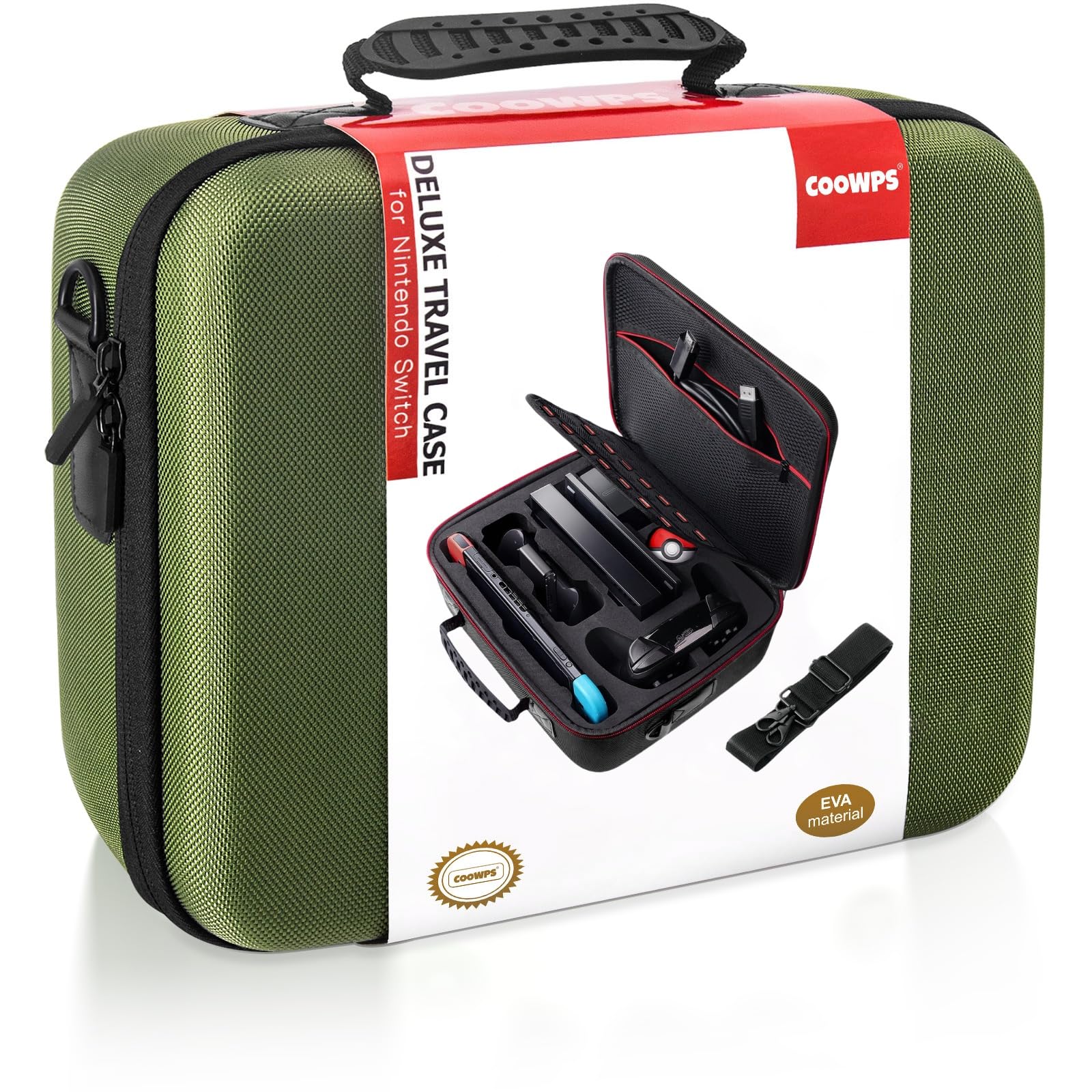 Premium Nintendo Switch & OLED Case - 21 Game Card Slots, Full Protection Travel Bag for Switch Console & Pro Controller Accessories (Green) | Perfect for Gaming On-The-Go & Travel Protection