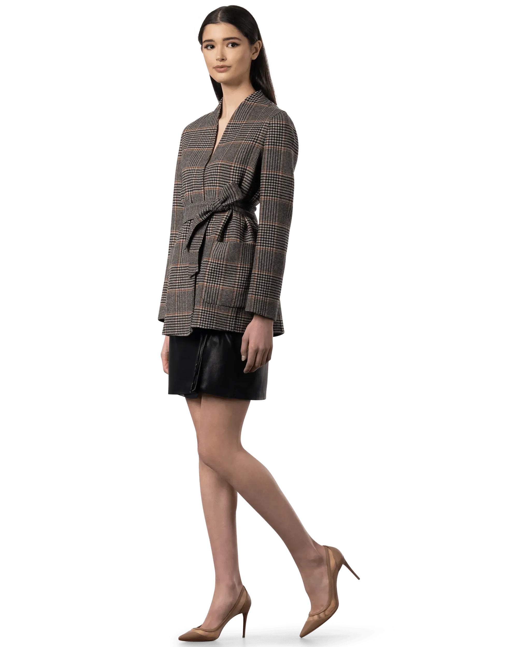 Nuraghe Collarless Belted Jacket for Women - Stylish Slim Fit Blazer Jacket with Belt - Perfect for Office, Business, and Casual Outfits