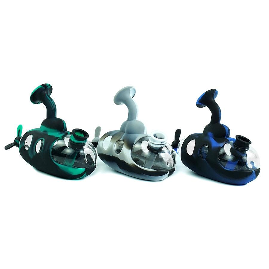 Cute Submarine Design Water Pipe - Silicone & Glass Bowl for Tobacco | Perfect for Smoking Enthusiasts & Home Use