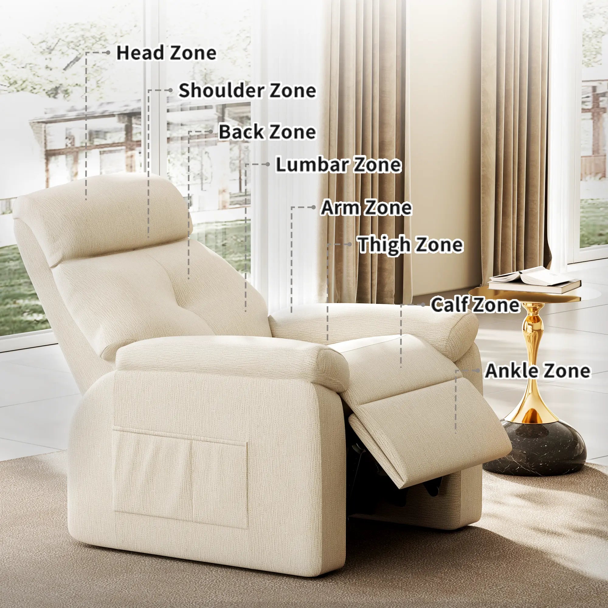 Henry Armrest Power Recliner Chair - Super Zero Gravity Massage Recliner for Living Room, Home Theater & Office - Ergonomic Leather Lounge Chair with USB Charging & Cup Holders