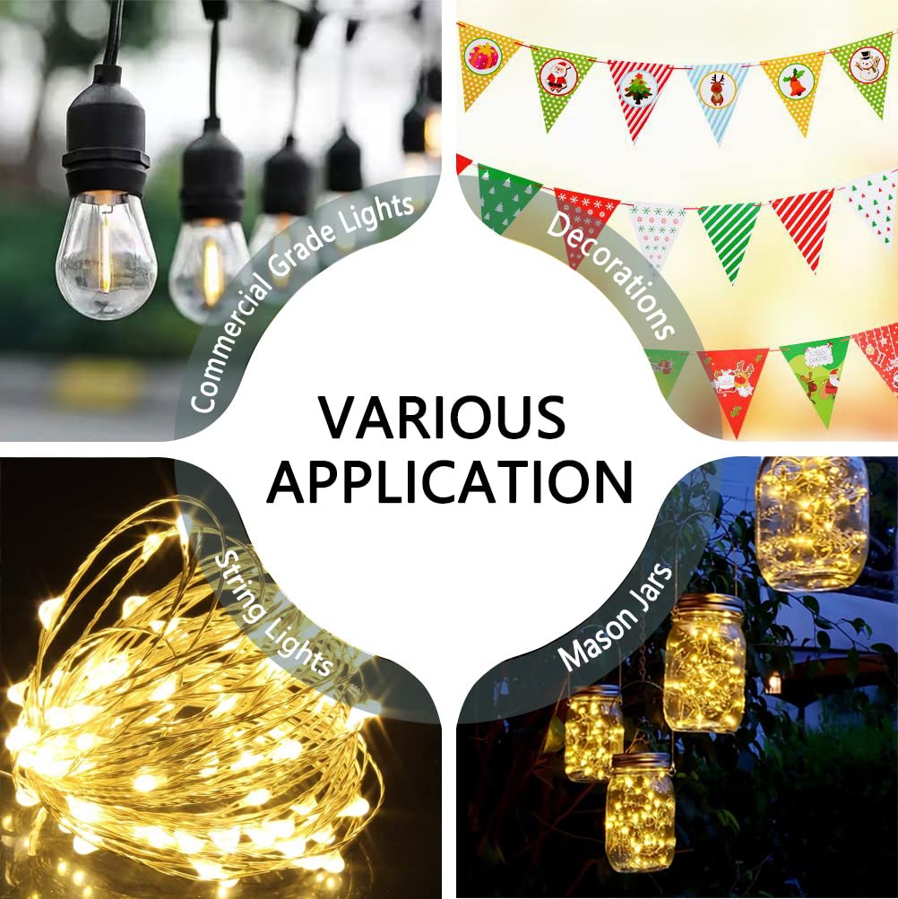2 Pack Adjustable 110IN Metal String Light Poles with Hooks - Black Garden & Patio Lighting Stand for Outdoor Parties, Weddings, Backyard Decor - Perfect for Hanging Fairy Lights & Creating Ambiance