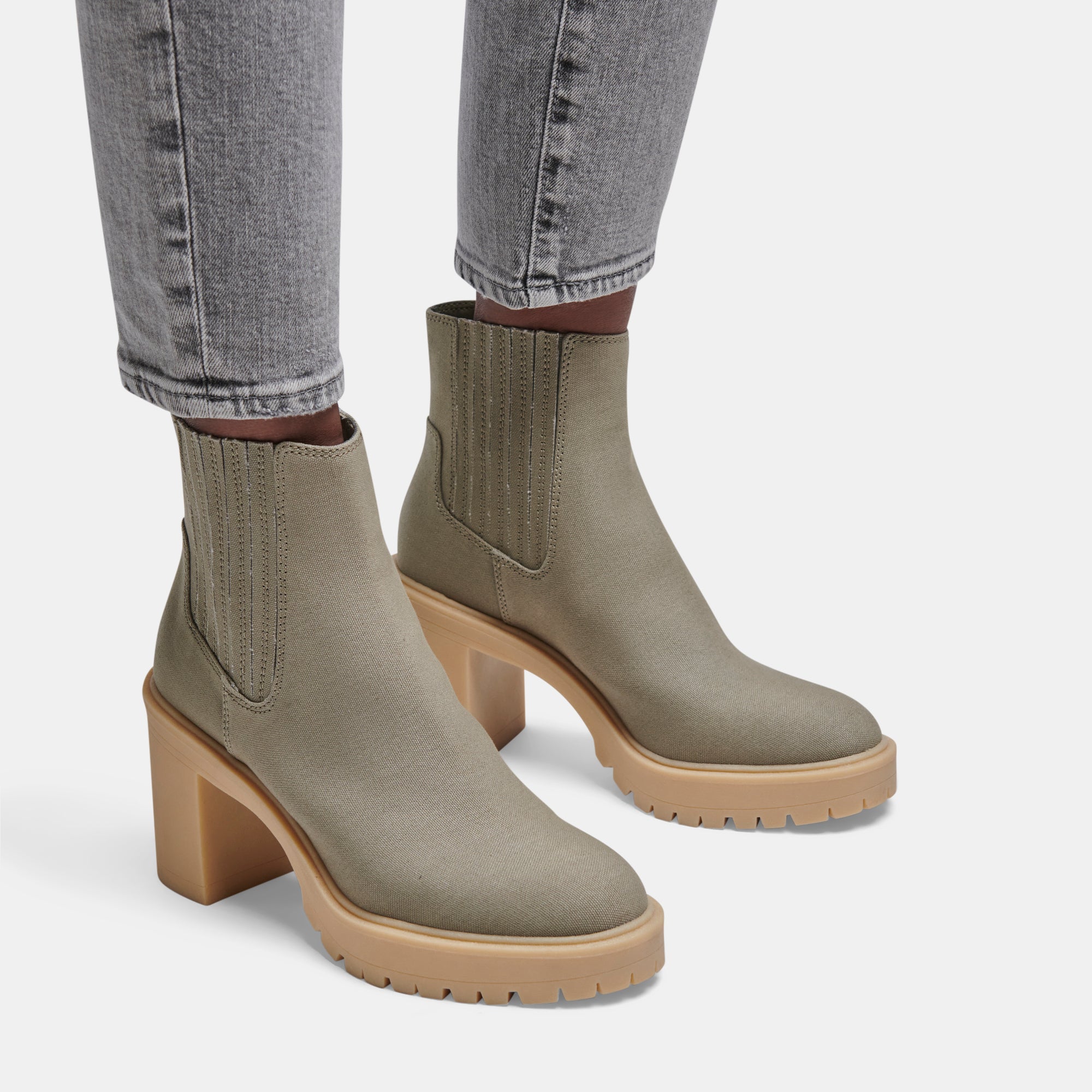 ReVita Women's Sage Green Canvas Caster Booties - Comfortable Slip-On Shoes for Casual Wear, Work, and Outdoor Activities