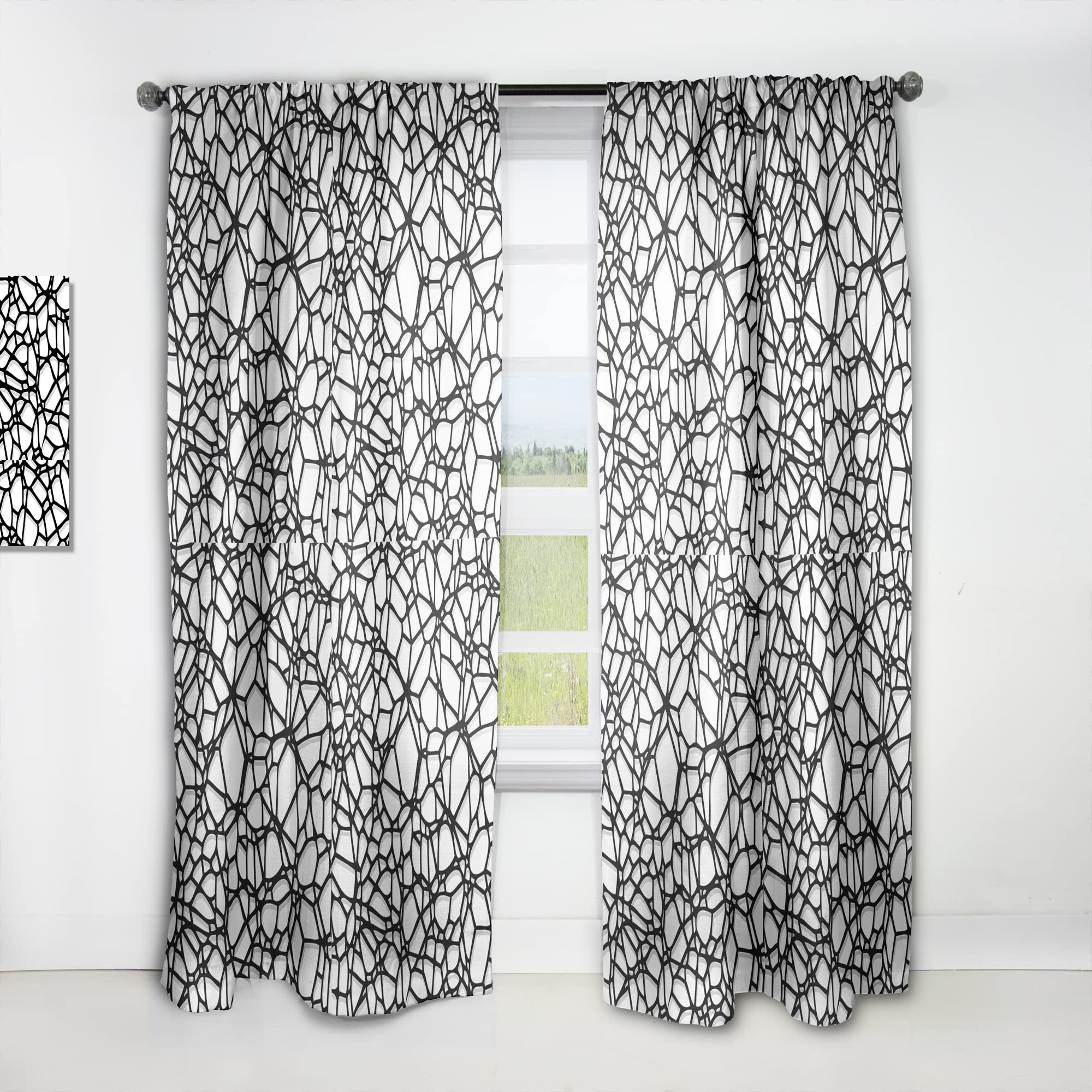 DesignQ Abstract Mosaic Pattern Thermal Insulated Curtains - Single Panel 52x90 Inches - Blackout Drapes for Bedroom & Living Room - Perfect for Home Decor, Privacy & Temperature Control