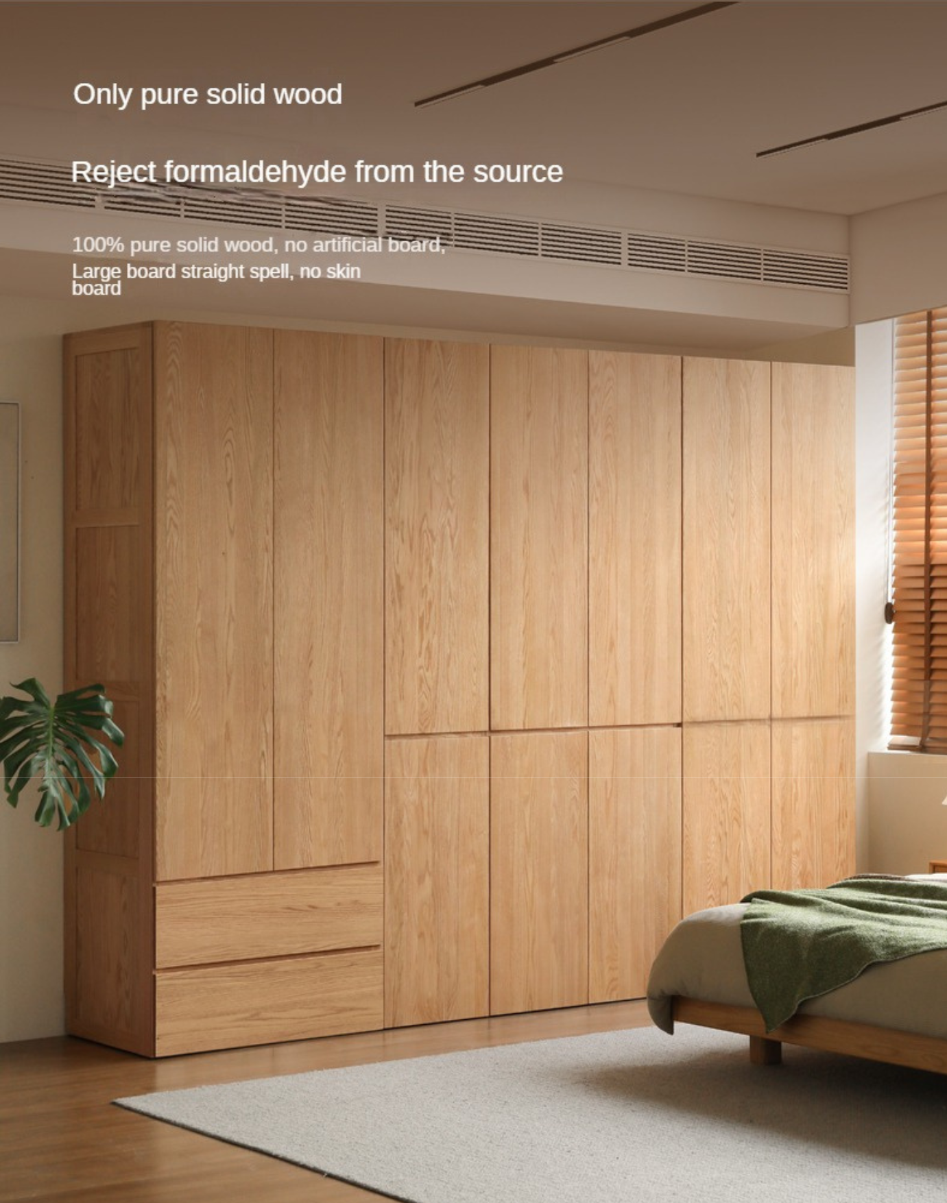 Oak Solid Wood Sectional Wardrobe - Spacious Modular Closet Organizer for Bedroom & Walk-in Closets | Durable Storage Solution for Clothes, Shoes & Accessories