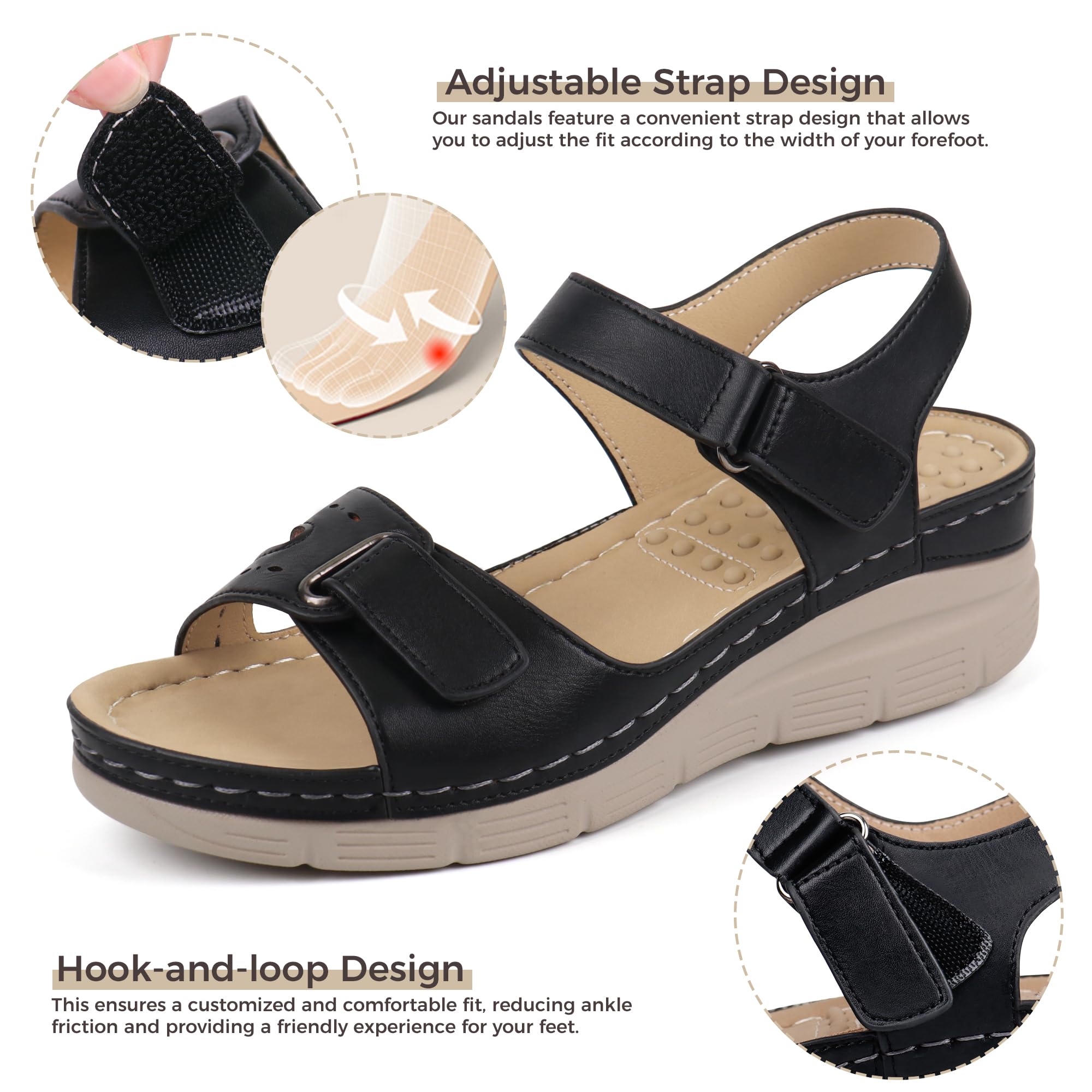 Ortho+rest Women's Comfortable Walking Sandals with Orthotic Arch Support - Dressy Casual Sandals for Walking, Travel & Everyday Wear
