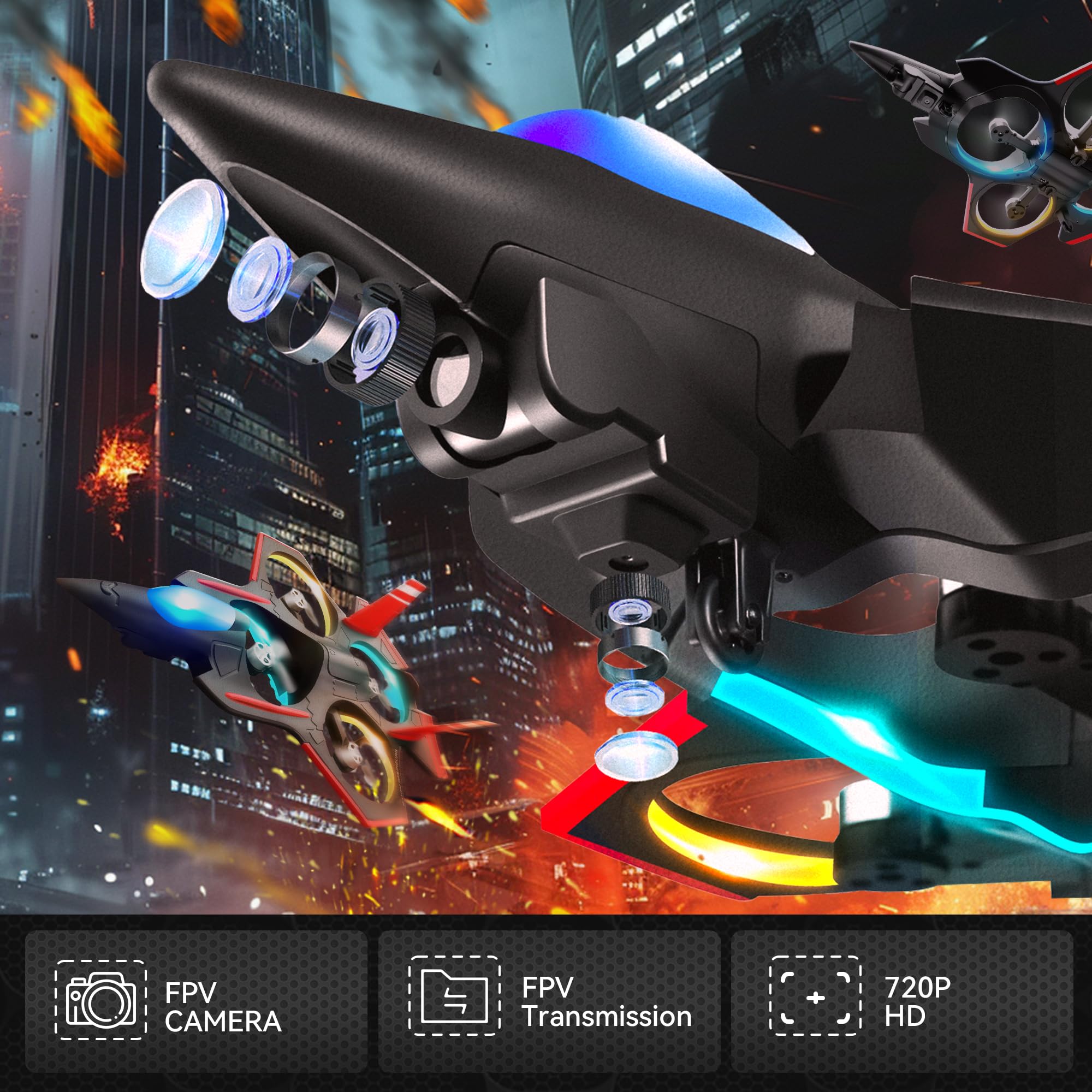BEZGAR Brushless RC Plane with HD Camera - 2.4GHZ Remote Control Airplane for Kids & Beginners | 6-Axis Gyro Stabilization, 360° Flip Stunt, LED Navigation Lights, 2 Batteries | Outdoor Flying Drone for Park Play & Aerial Photography