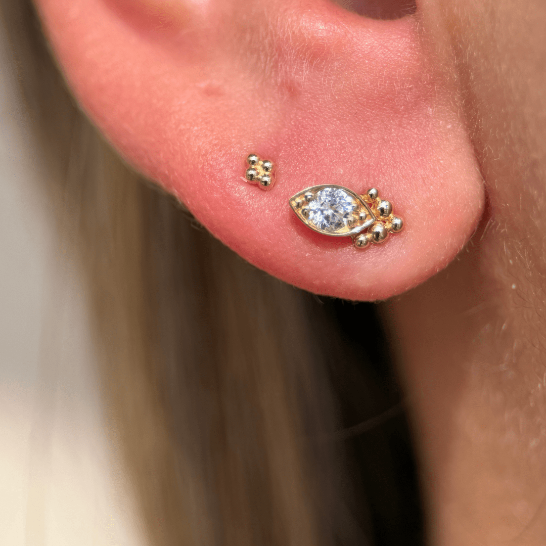 14K Yellow Gold Marquise Flat Back Stud Earrings for Women - Hypoallergenic, Dainty & Elegant Jewelry for Everyday Wear, Parties & Special Occasions
