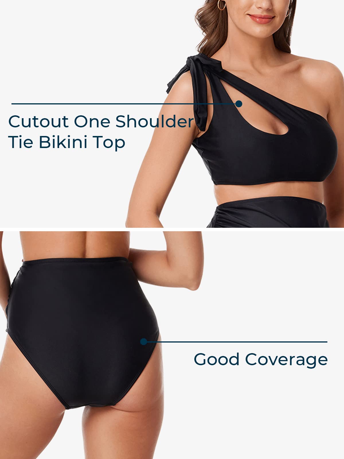Summer Mae Maternity Two-Piece Swimsuit Bikini Set - Cutout One Shoulder Pregnancy Swimwear with Tie Side | Perfect for Beach Vacations, Pool Parties & Maternity Photos