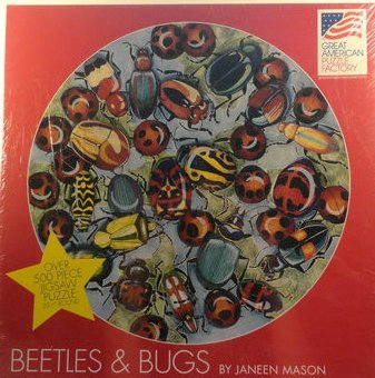 500-Piece Round Jigsaw Puzzle - Colorful Beetles & Bugs Art by Janeen Mason | Great American Puzzle Factory | Perfect for Family Game Night & Home Decor