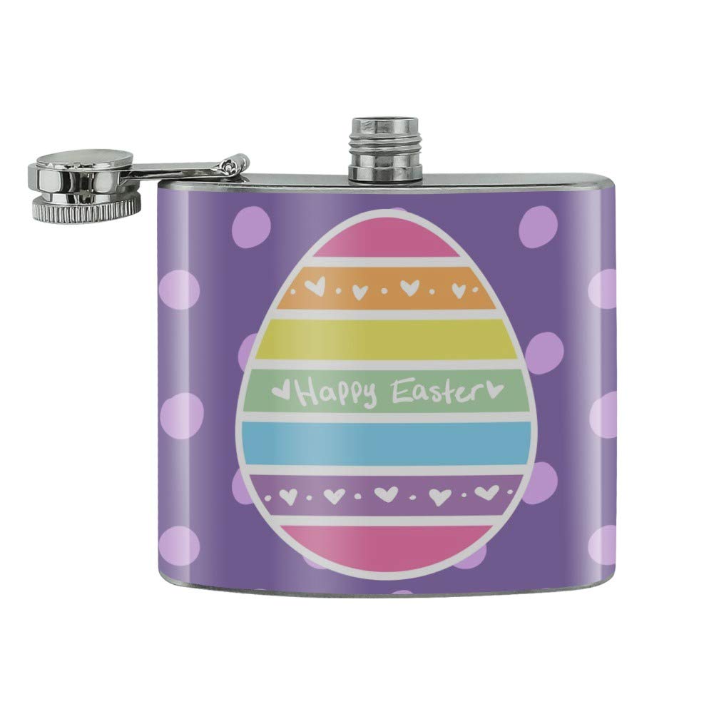 5oz Stainless Steel Rainbow Easter Egg Hip Flask - Cute & Happy Design for Easter Gifts, Party Favors, and Outdoor Adventures
