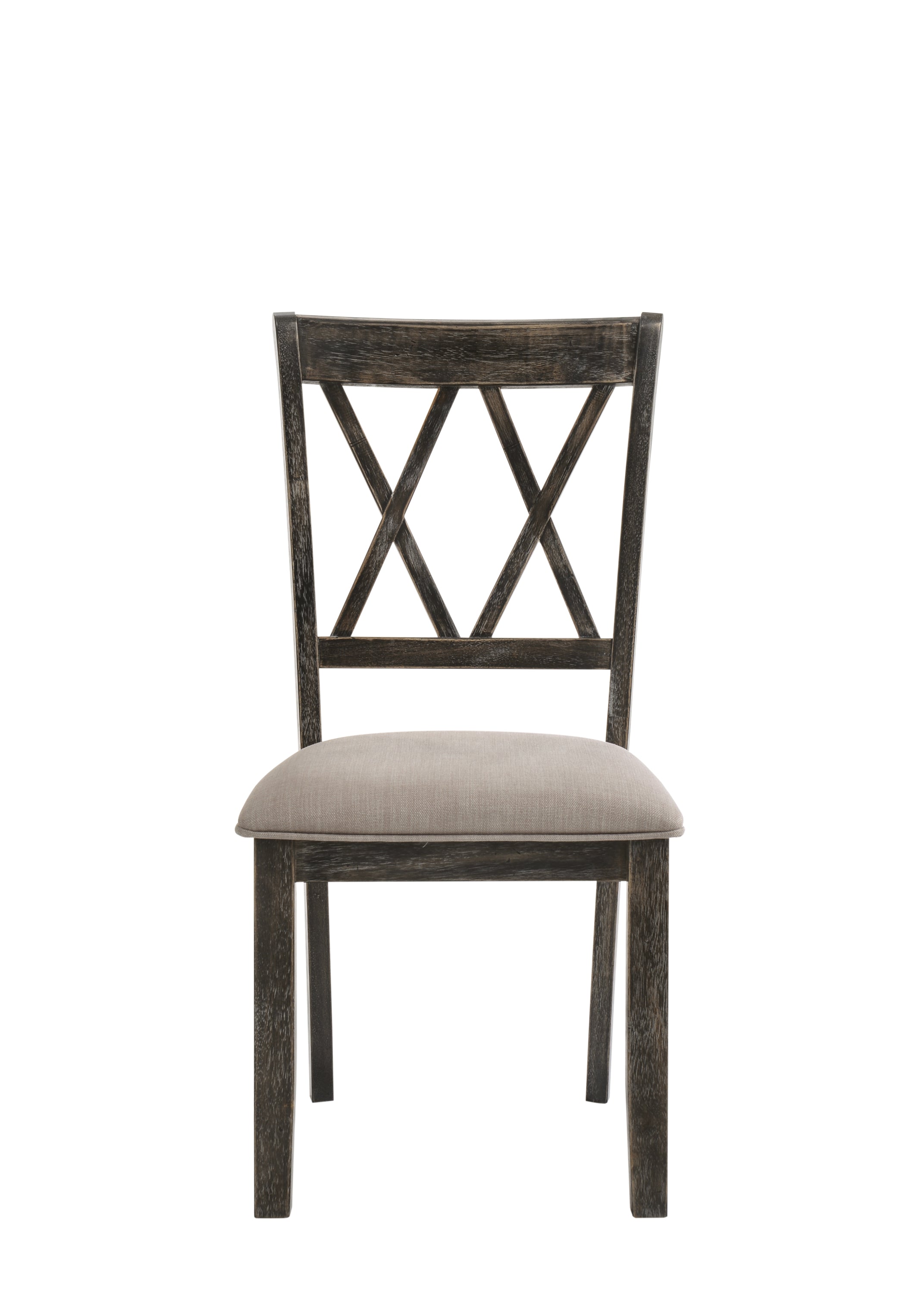 Claudia II Beige Fabric & Weathered Gray Finish Side Chairs (Set of 2) - Perfect for Dining Room, Kitchen, or Office Accent Seating