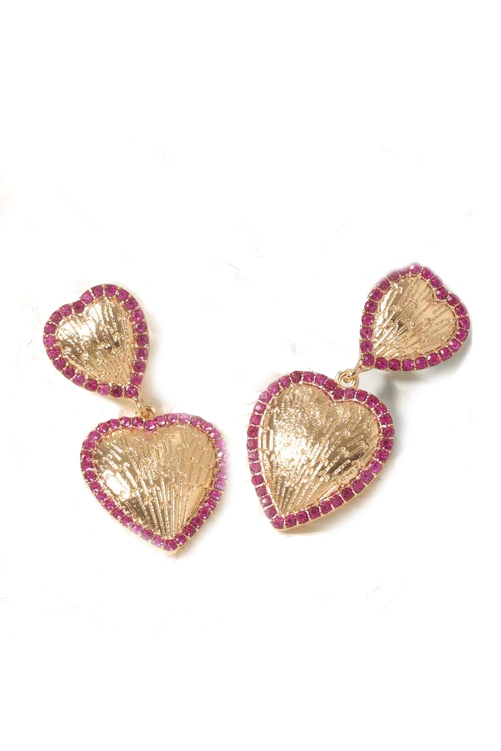 Be Mine Gold & Rhinestone Heart Dangle Earrings for Women - Valentine's Day Gift, Anniversary Jewelry, Party Accessories, Romantic Date Night Outfit