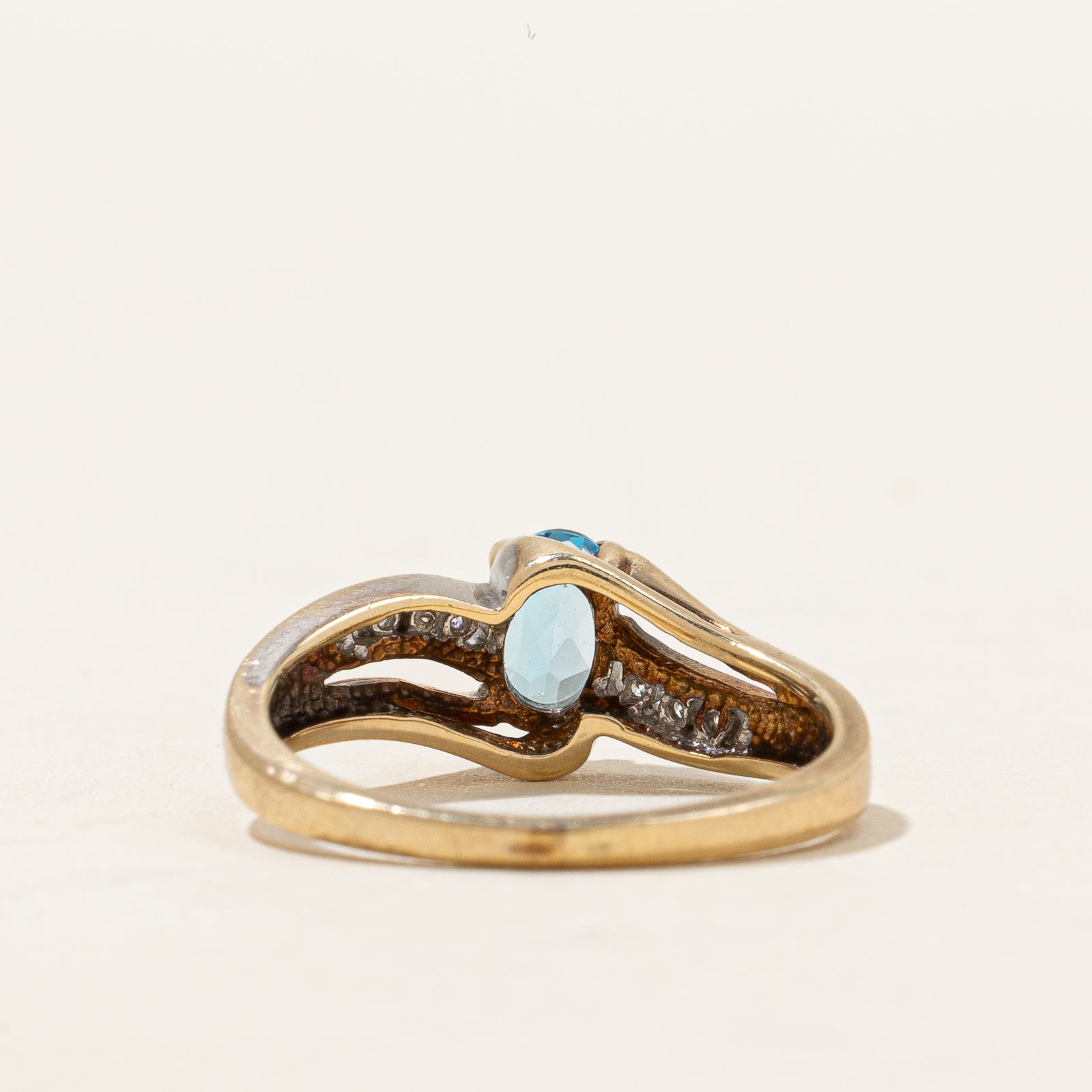 Exquisite 0.50ct Blue Topaz & 0.06ct Diamond Bypass Ring - Size 6 | Elegant Sterling Silver Jewelry for Women | Perfect for Engagement, Anniversary & Special Occasion Gifts