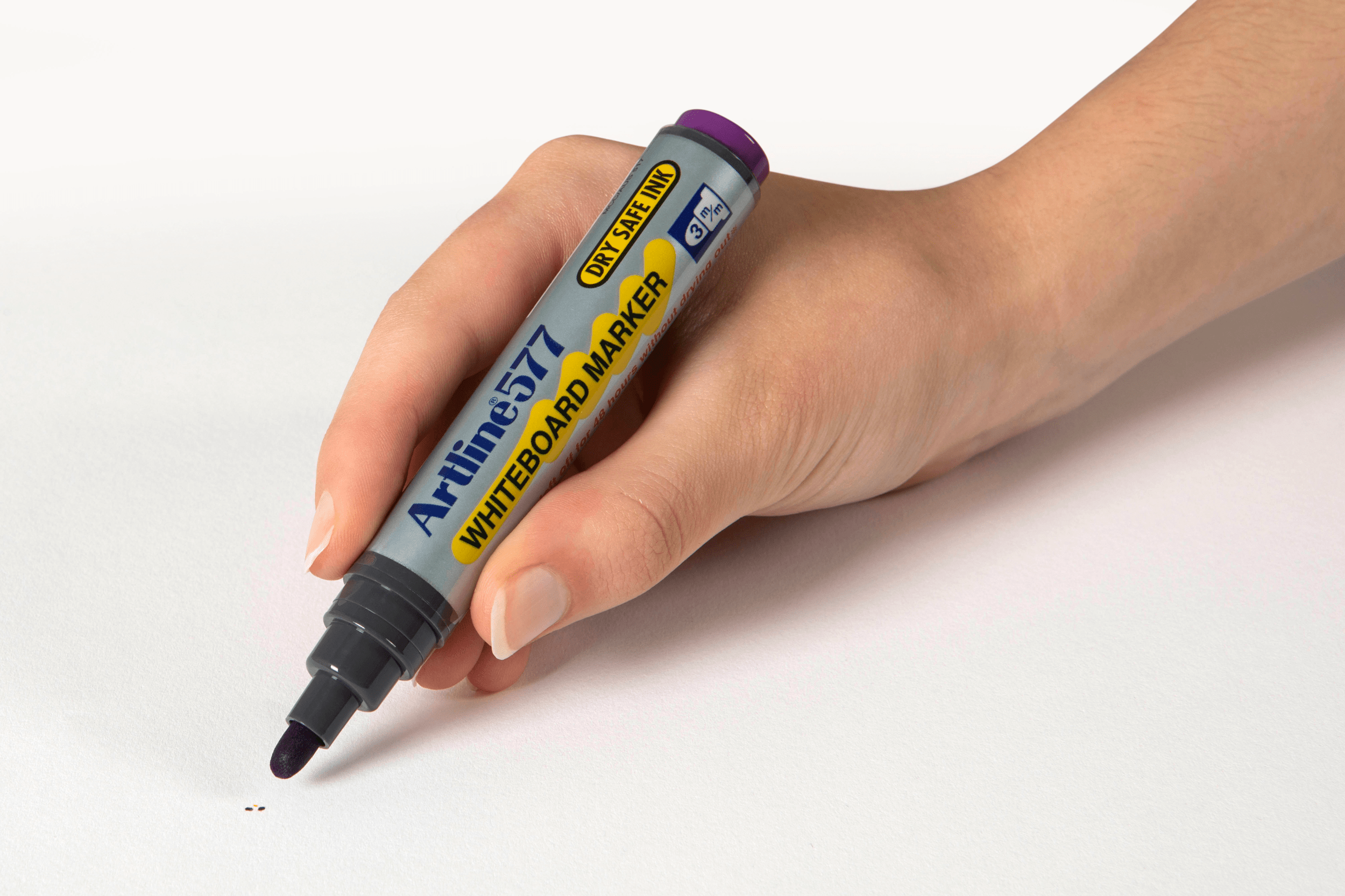 Artline 577 Whiteboard Markers - 3mm Bullet Tip, Purple (Pack of 12) - Ideal for Classroom, Office & Home Whiteboard Presentations