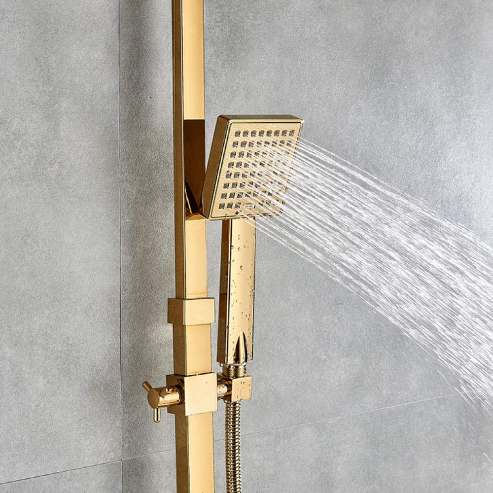 Premium 8 Inch Brass Rainfall Shower System - 3-Way Mixer Tap Wall Mount Bath Shower Faucet Kit with Swivel Spout in Gold Finish | Perfect for Modern Bathroom Renovation & Luxury Spa Experience