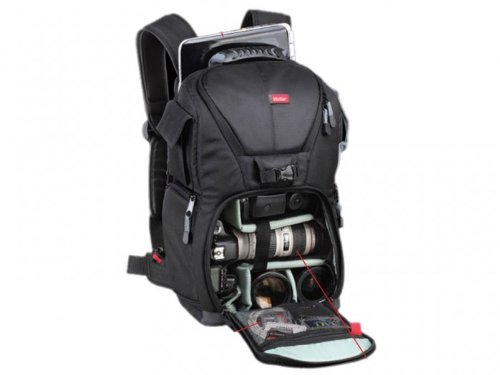 Vivitar VIV-DKS-18 Compact DSLR Camera Backpack for Travel & Photography - Lightweight Protective Case for Mirrorless Cameras, Lenses & Accessories - Perfect for Hiking, Vacations & Outdoor Adventures (Black)