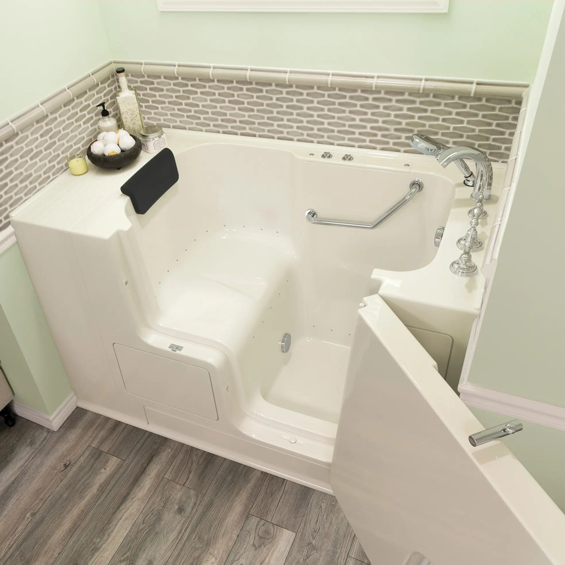 Premium 32 x 52 Inch Walk-in Bathtub with Air Spa System - Right Hand Drain & Faucet - Gelcoat Finish - Ideal for Elderly & Mobility Needs - Relaxing Hydrotherapy at Home