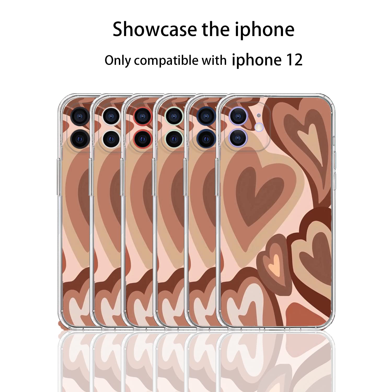 Brown Heart iPhone 12 Case - Cute Shockproof Protective Cover for Women & Girls | Aesthetic Phone Case for Everyday Use, Travel & Gifting