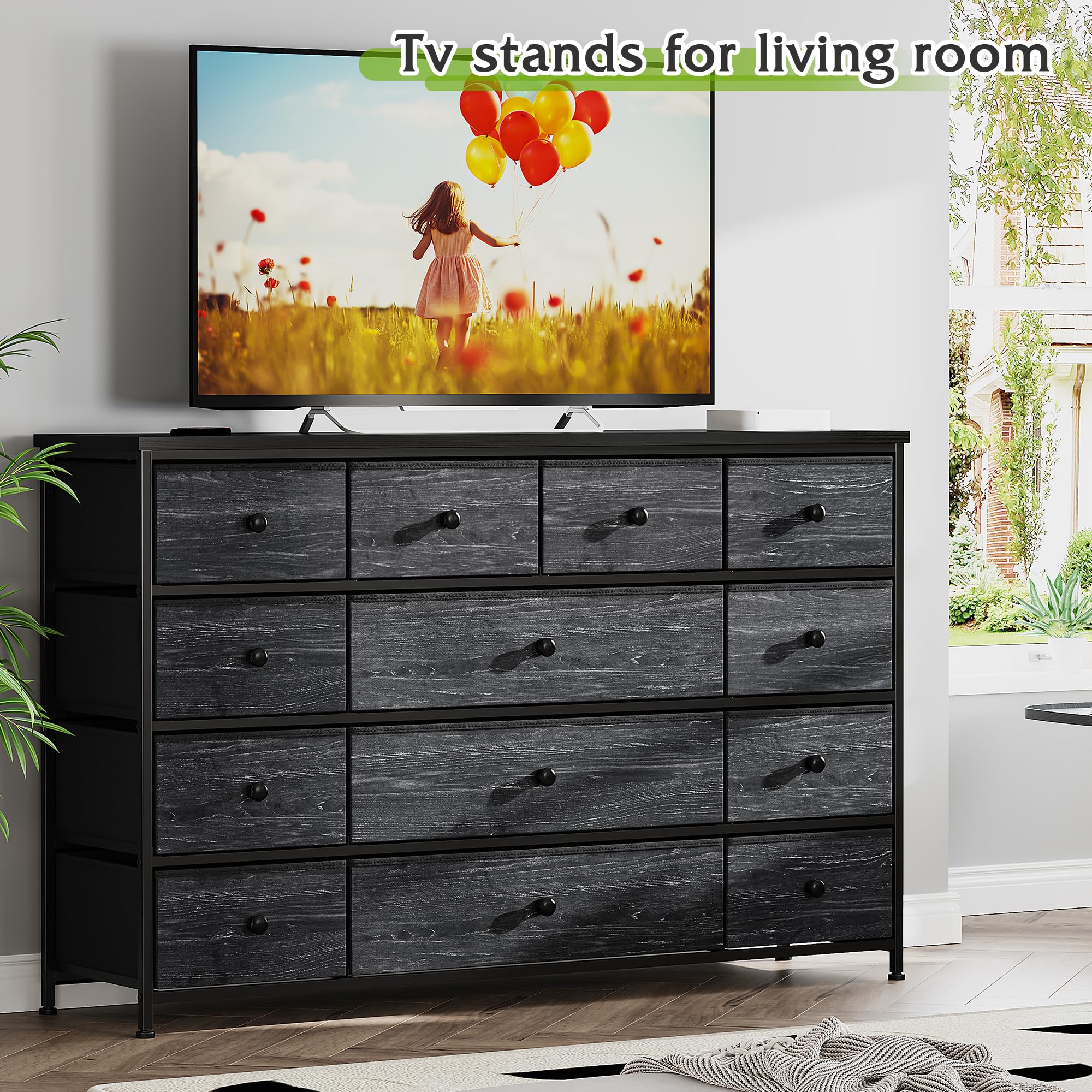 13-Drawer Black Dresser for Bedroom & Closet - 55