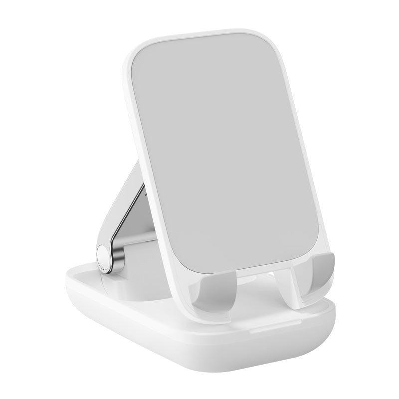 Baseus Foldable Phone Stand Holder - Adjustable & Portable, White - Perfect for Desk, Bed, Travel & Video Calls