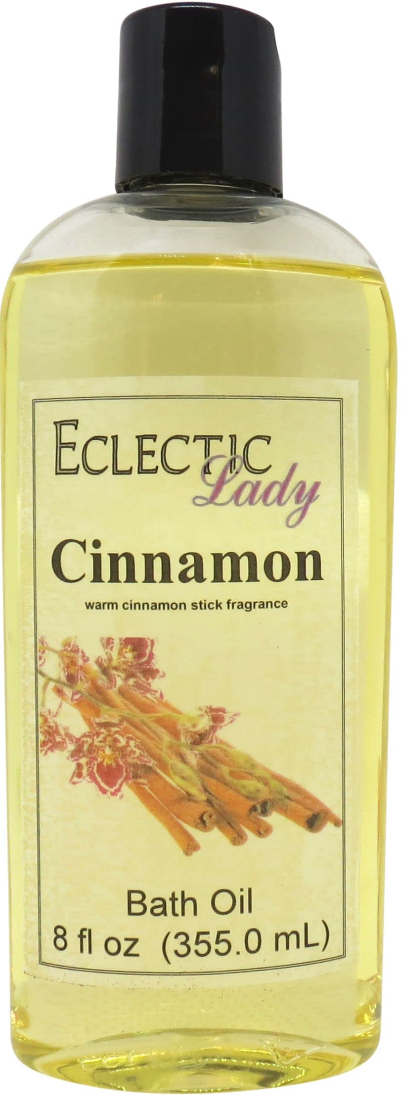 Eclectic Lady Cinnamon Scented Bath Oil - Relaxing & Moisturizing Body Oil for Dry, Rough & Sensitive Skin - Daily Nourishing Shower Oil (8 oz) - Perfect for Spa Nights, Self-Care Routines & Stress Relief