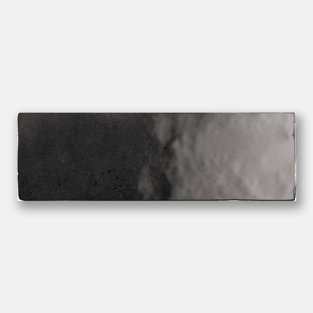 Sorrento Graphite 65X200 Glossy Zellige Subway Tile - Perfect for Kitchen Backsplash, Bathroom Walls & Modern Interior Design