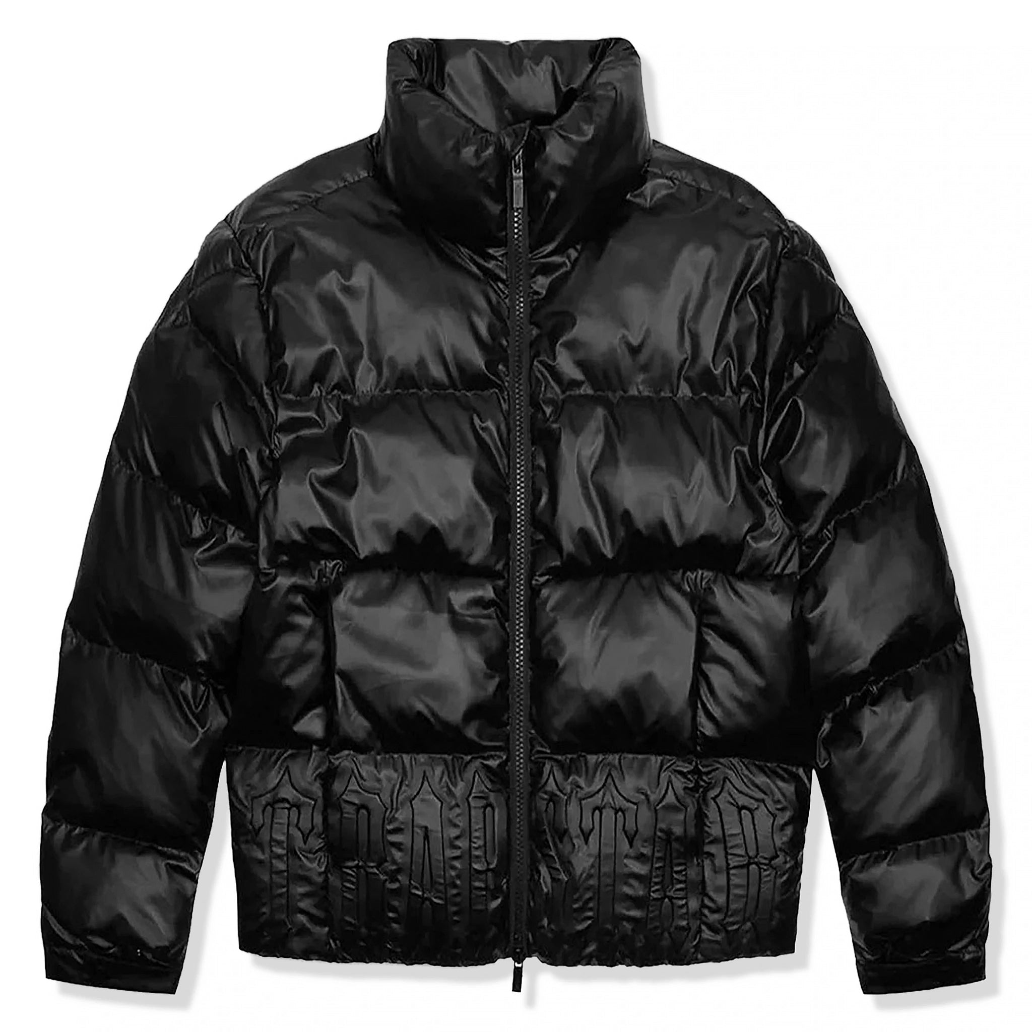 Trapstar Irongate Embossed Black Puffer Jacket for Men - Winter Warm Hooded Coat, Streetwear Fashion Outerwear for Urban Style & Cold Weather Protection