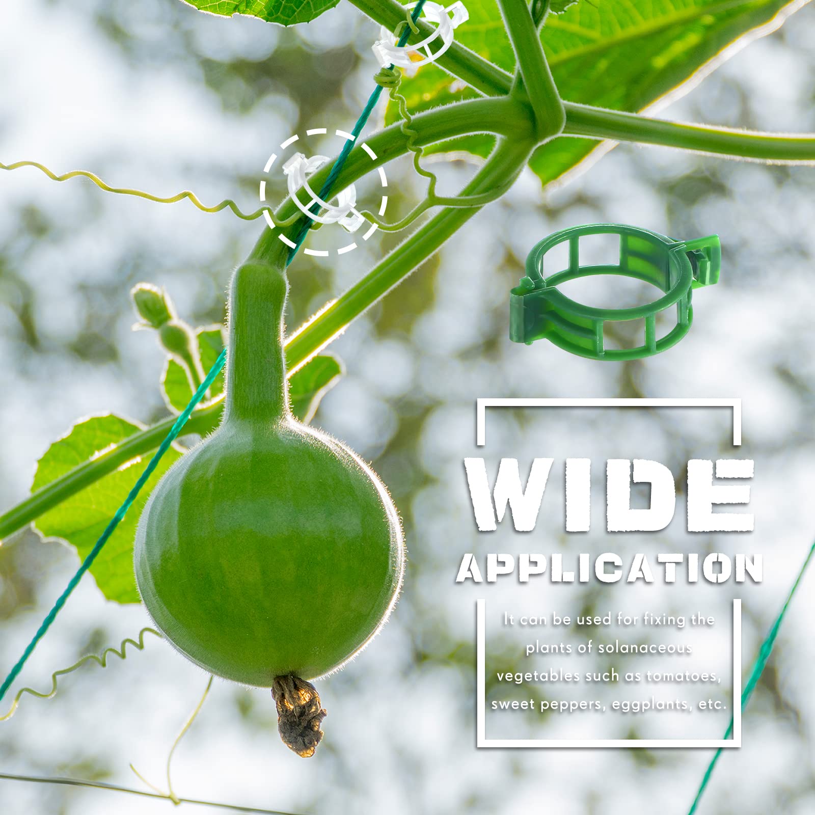 400-Piece Plastic Garden Plant Support Clips - Tomato, Grape Vine & Cucumber Clips - Vegetable Trellis Clips for Upright Growth (White & Green) - Perfect for Home Gardens, Greenhouses & Vertical Farming