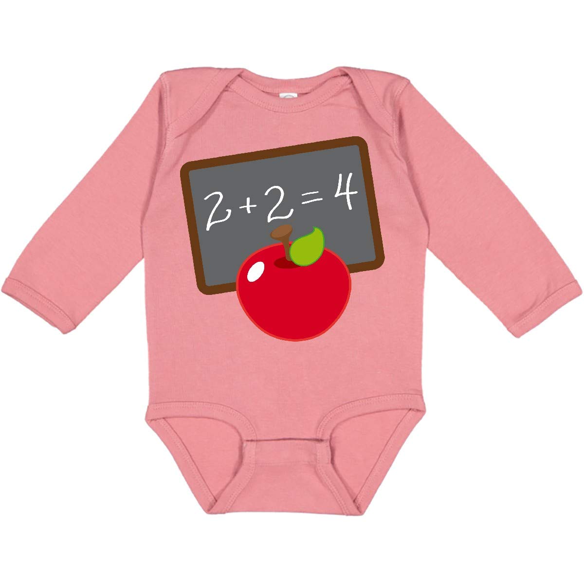 Inktastic Chalkboard & Apple Design Long Sleeve Baby Bodysuit - Perfect for School Days, Teacher Appreciation & Back-to-School Photos
