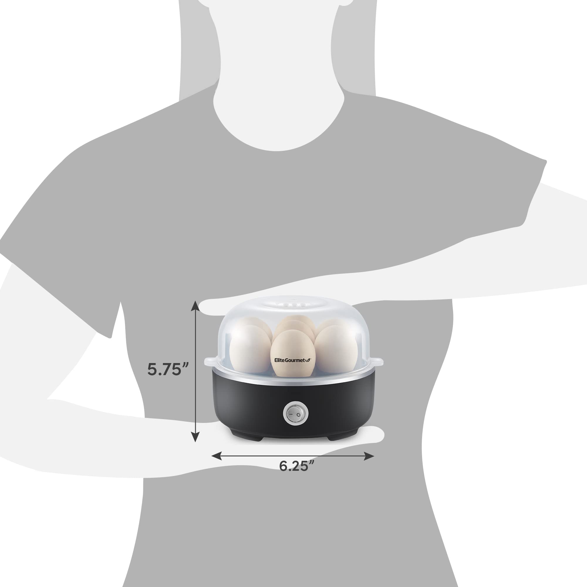 Elite Gourmet EGC115B Electric Egg Cooker - 7 Egg Capacity for Soft, Medium, Hard Boiled Eggs | Auto Shut-Off & BPA Free | Includes Measuring Cup | Perfect for Breakfast, Meal Prep & Keto Diet (Classic Black)