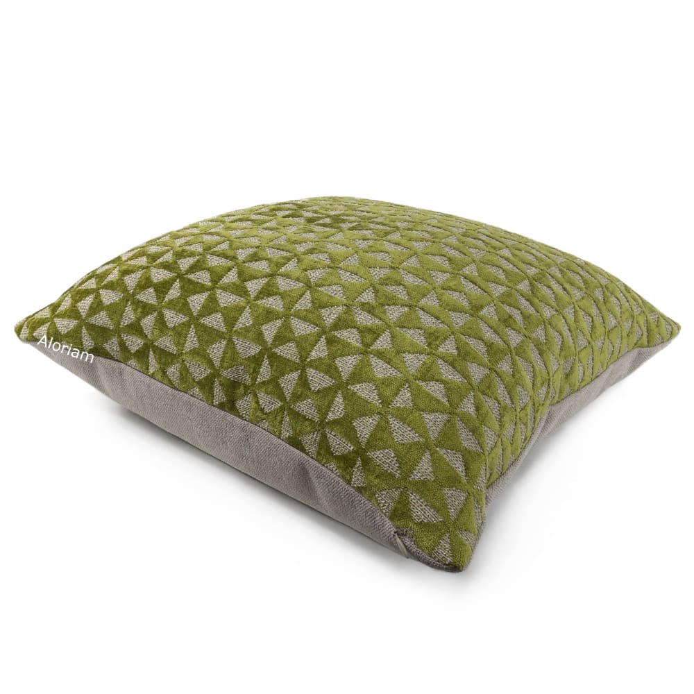 Santiago Green Beige Geometric Chenille Pillow Cover - Soft Decorative Throw Pillow Case for Sofa, Bed, Living Room & Home Decor