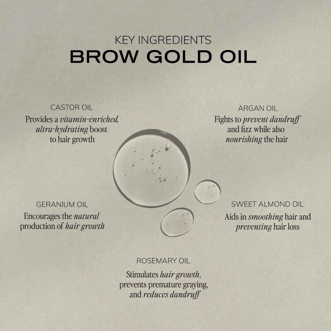 Brow Code GOLD Nourishing Eyebrow Growth Serum (30ml) - Enriched with 5 Advanced Botanicals for Thicker, Fuller Brows - Natural Eyebrow Enhancer Oil for Growth & Conditioning - Perfect for Sparse Brows & Daily Eyebrow Care Routine
