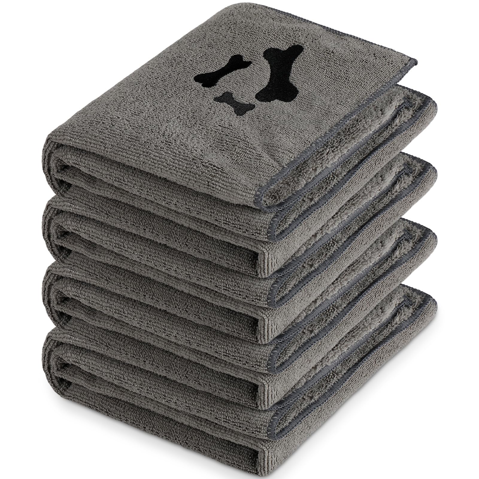Kinlop 4-Pack Microfiber Pet Bath Towels - Super Absorbent Quick-Dry Dog & Cat Grooming Towel (32x16 Inch) - Perfect for Bath Time, Beach Trips & Swimming Pool Accessories
