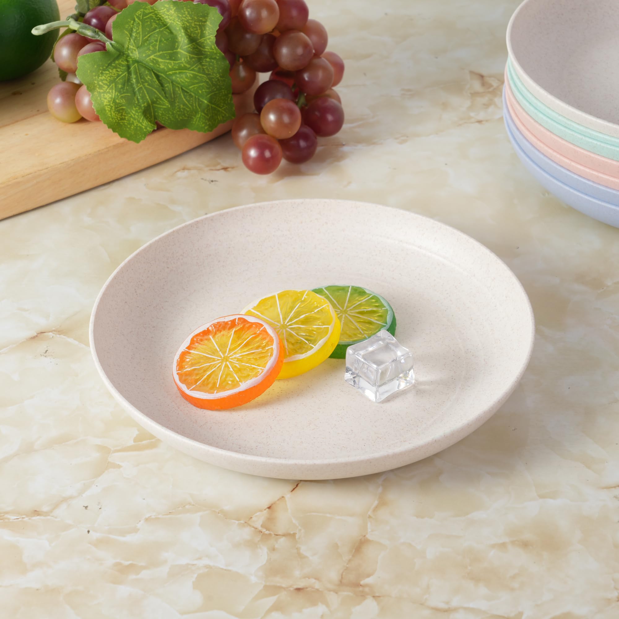 Eco-Friendly 8 Inch Wheat Straw Plates - Set of 8 | BPA-Free, Unbreakable & Microwave Safe Reusable Dinner Plates | Dishwasher Safe for Kitchen, Kids, Camping, Picnics & Outdoor Dining