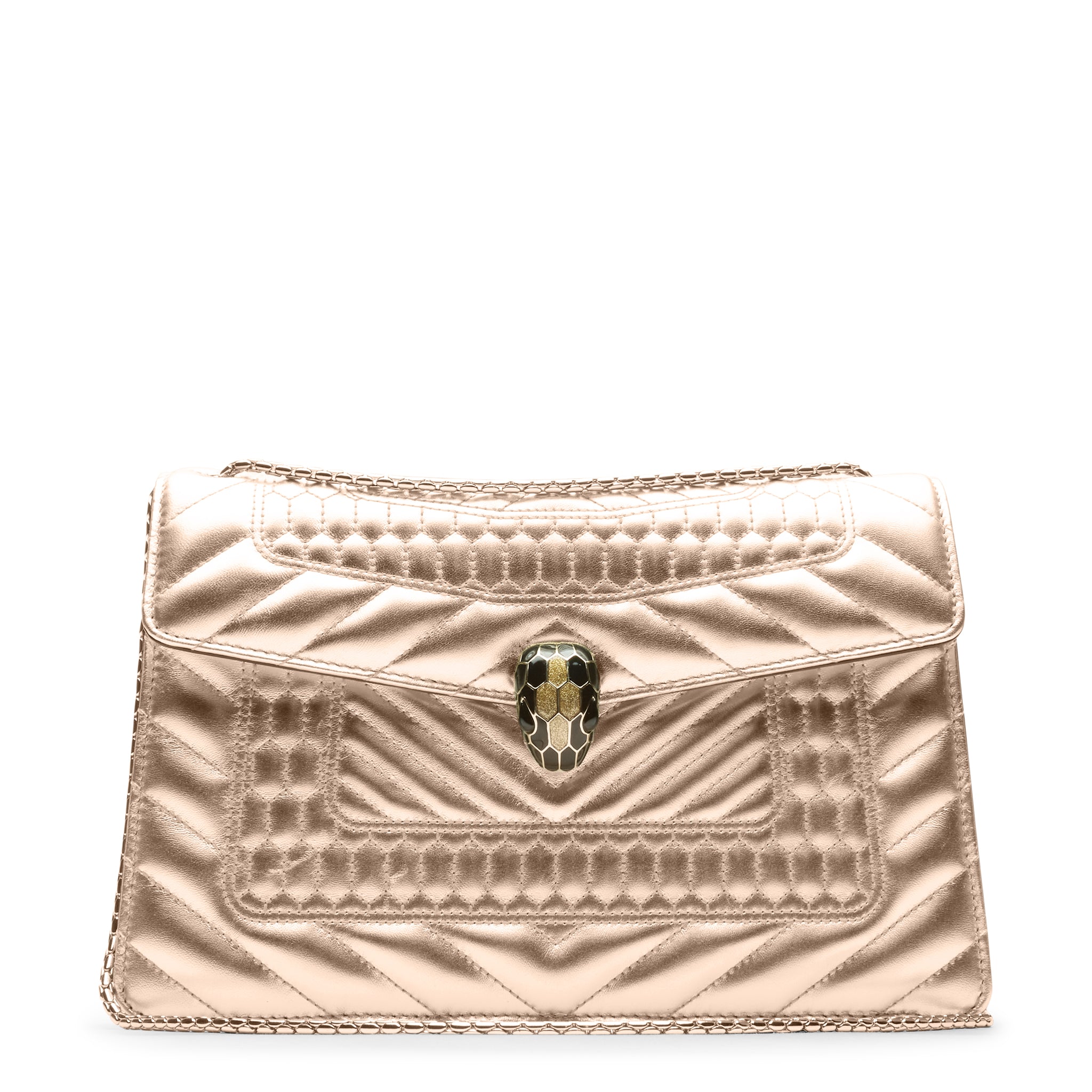 Bvlgari Serpenti Nappa Leather Shoulder Bag in Gold | Luxury Designer Handbag for Women | Perfect for Evening Parties & Special Occasions