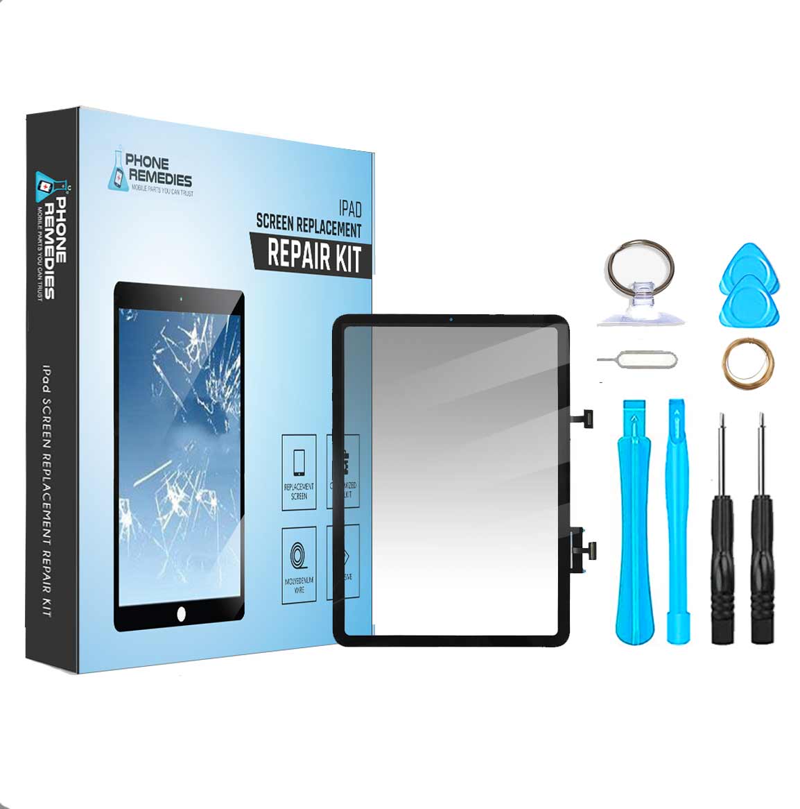 Premium iPad Air 4 (4th Gen 2020) Glass Screen Replacement Repair Kit - Compatible with Models A2316 A2324 A2072 A2325 - Black - Perfect for DIY Fixes & Professional Screen Repairs