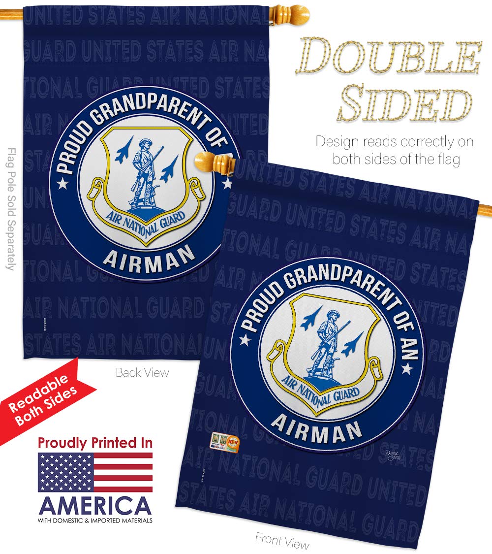 Official National Guard Air Force Proud Grandparent Garden Flag Kit - Double-Sided 28x40 Inch Military Yard Banner for Veterans & Retirees | Perfect for Armed Forces Day, Memorial Day & Patriotic Home Decor