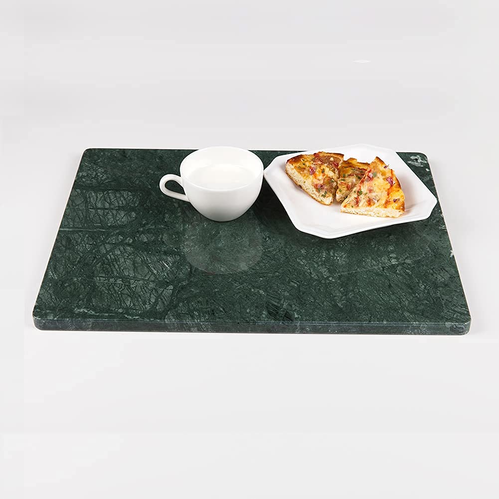 Premium Natural Green Marble Pastry Board - 16x12x0.5 Inch Handcrafted Cheese & Chocolate Tempering Slab with Non-Slip Feet - Perfect for Baking, Charcuterie & Kitchen Decor