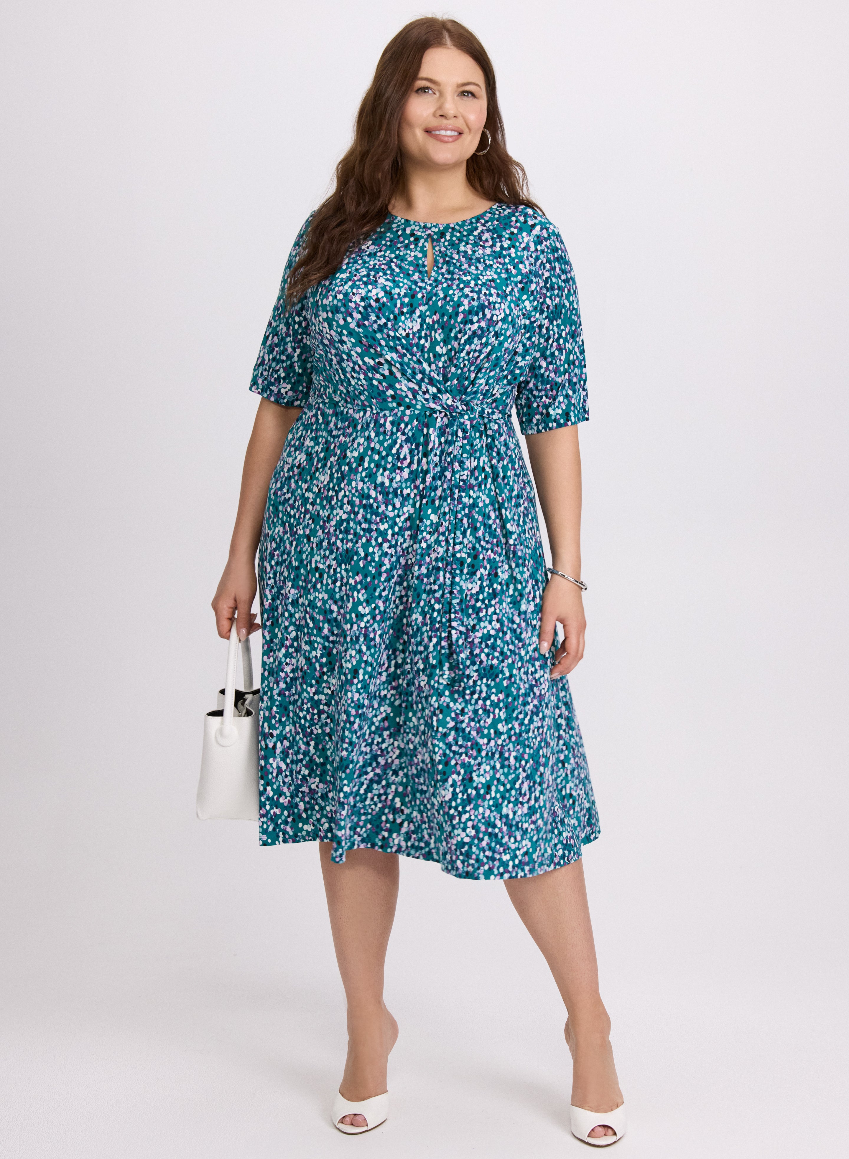 Dot Print Dress - Blue Floral Pattern Plus Size 9010101 6455 490 | Casual Summer Dress for Women, Perfect for Beach, Party & Office Wear