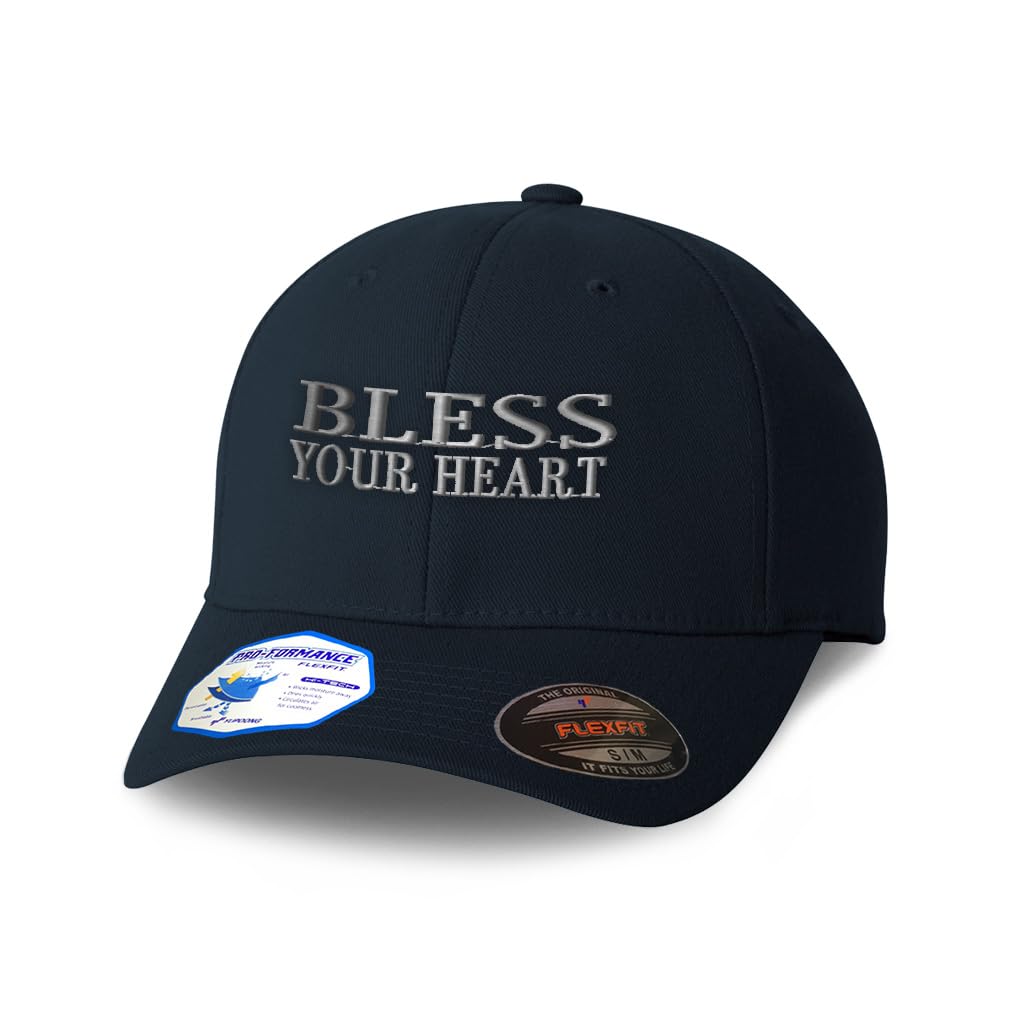 Bless Your Heart Faith Jesus Cross Embroidered Flexfit Baseball Cap for Men & Women - Comfortable Adjustable Hat for Church, Outdoor Activities & Casual Wear