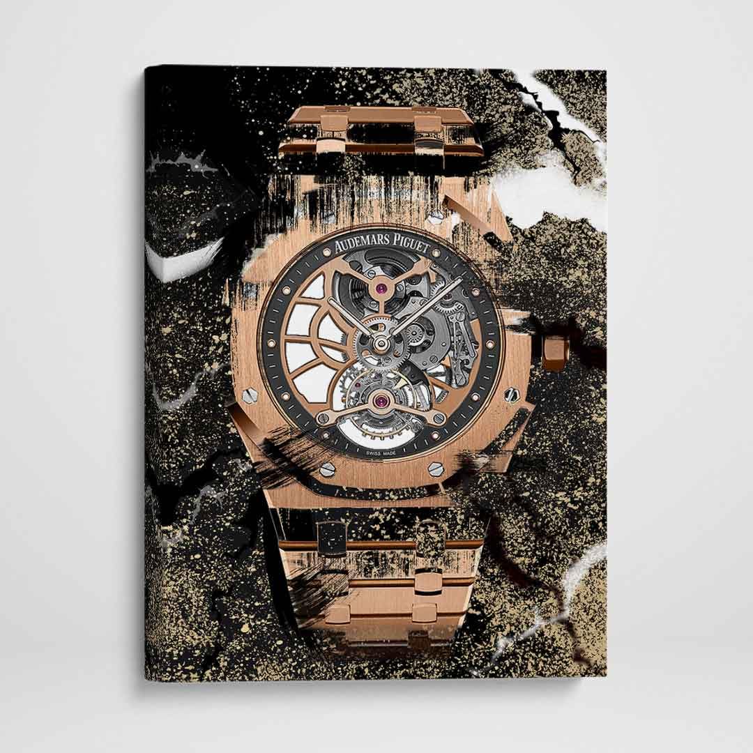 DEVICI AP Royal Oak Tourbillon Openworked Inspired Watch Wall Art - Luxury Motivational Canvas Poster for Men's Room & Office Decor | Perfect for Watch Enthusiasts & Modern Home Decoration