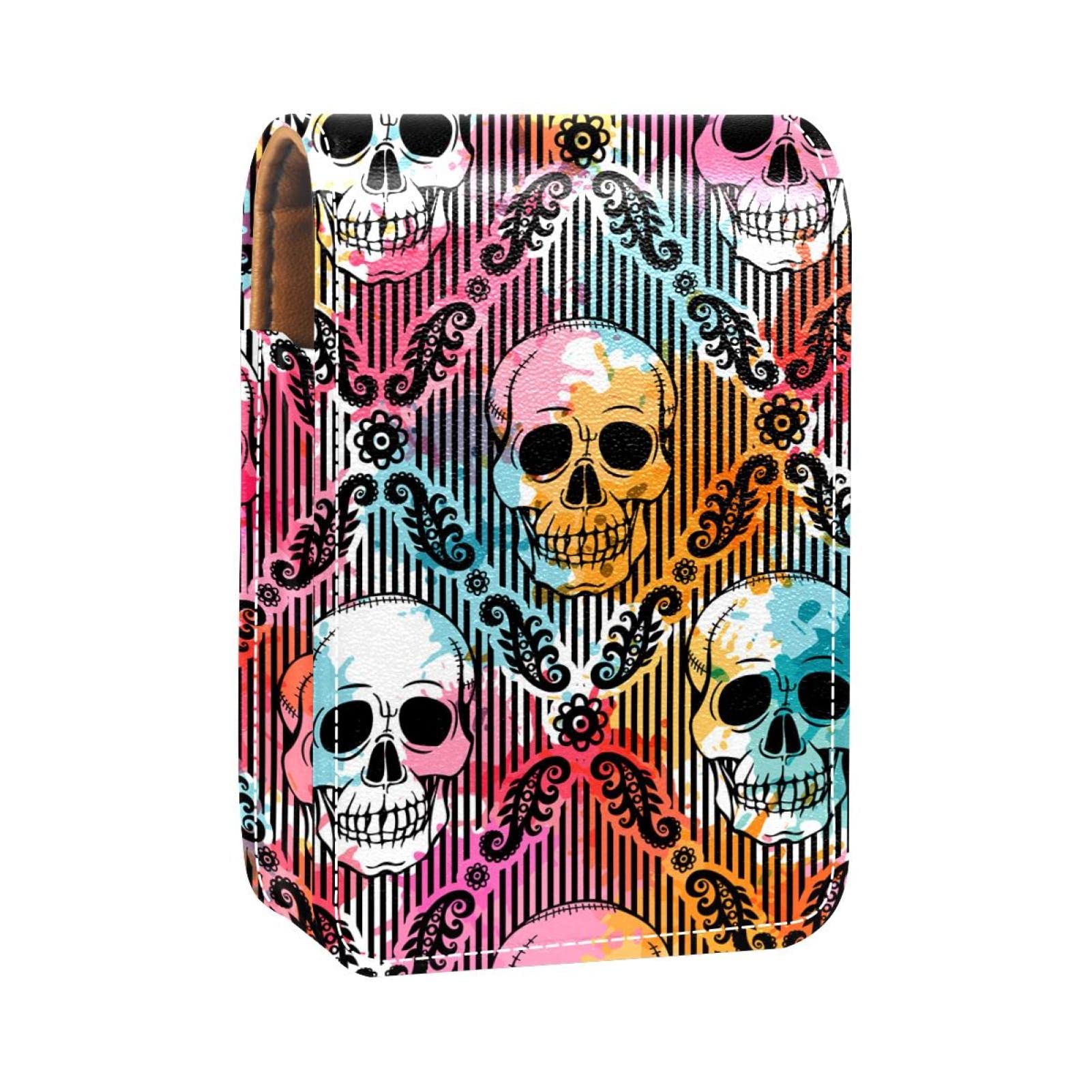 Custom Lipstick Holder Case - Portable Makeup Bag & Cosmetic Organizer with Gothic Skull Design for Women | Perfect for Travel, Purse, and Everyday Makeup Storage