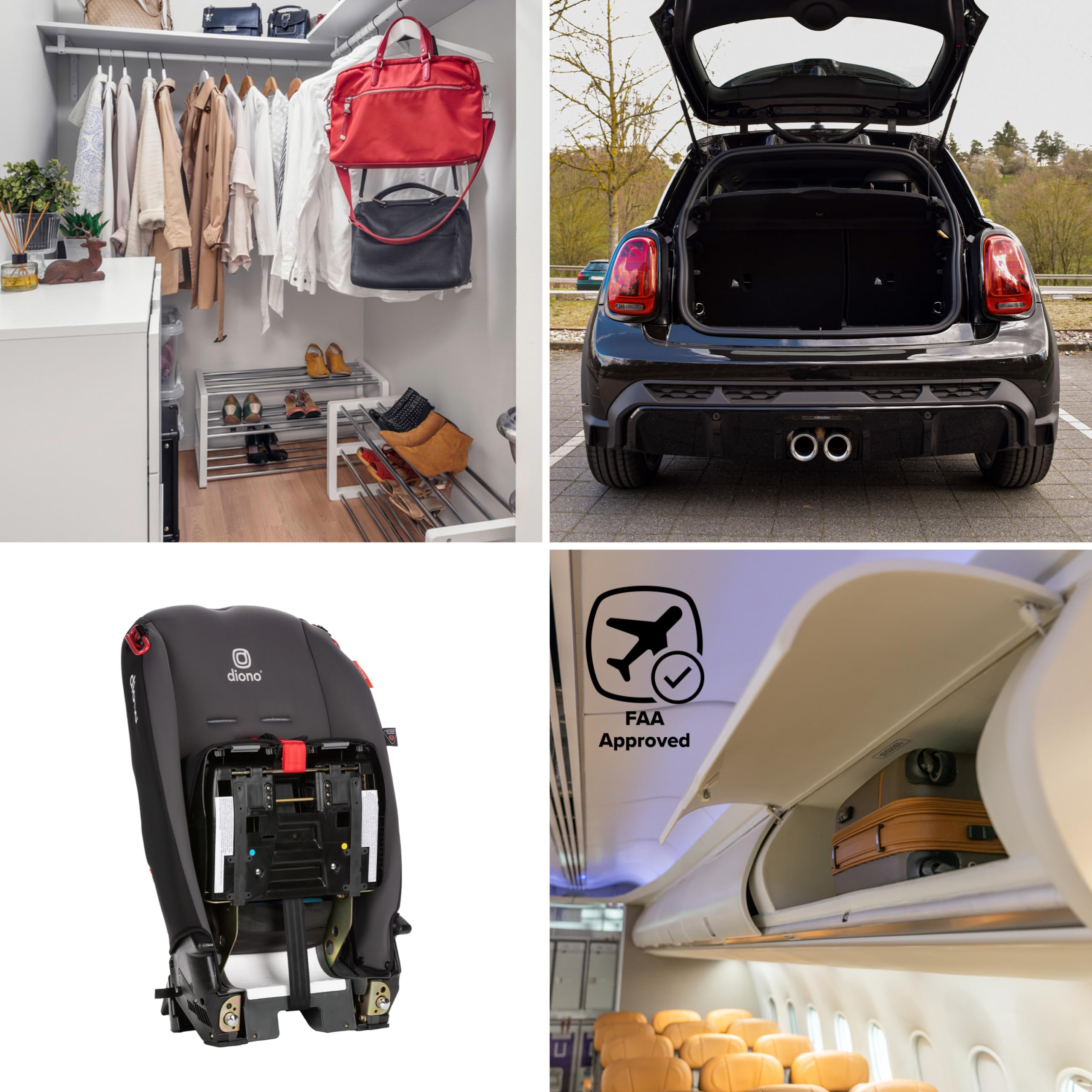 Diono Radian 3R 3-in-1 Convertible Car Seat for Infants & Toddlers - Rear Facing & Forward Facing - Slim Fit 3 Across Design - 10 Years of Use - Gray Slate - Perfect for Compact Cars, SUVs, and Family Travel