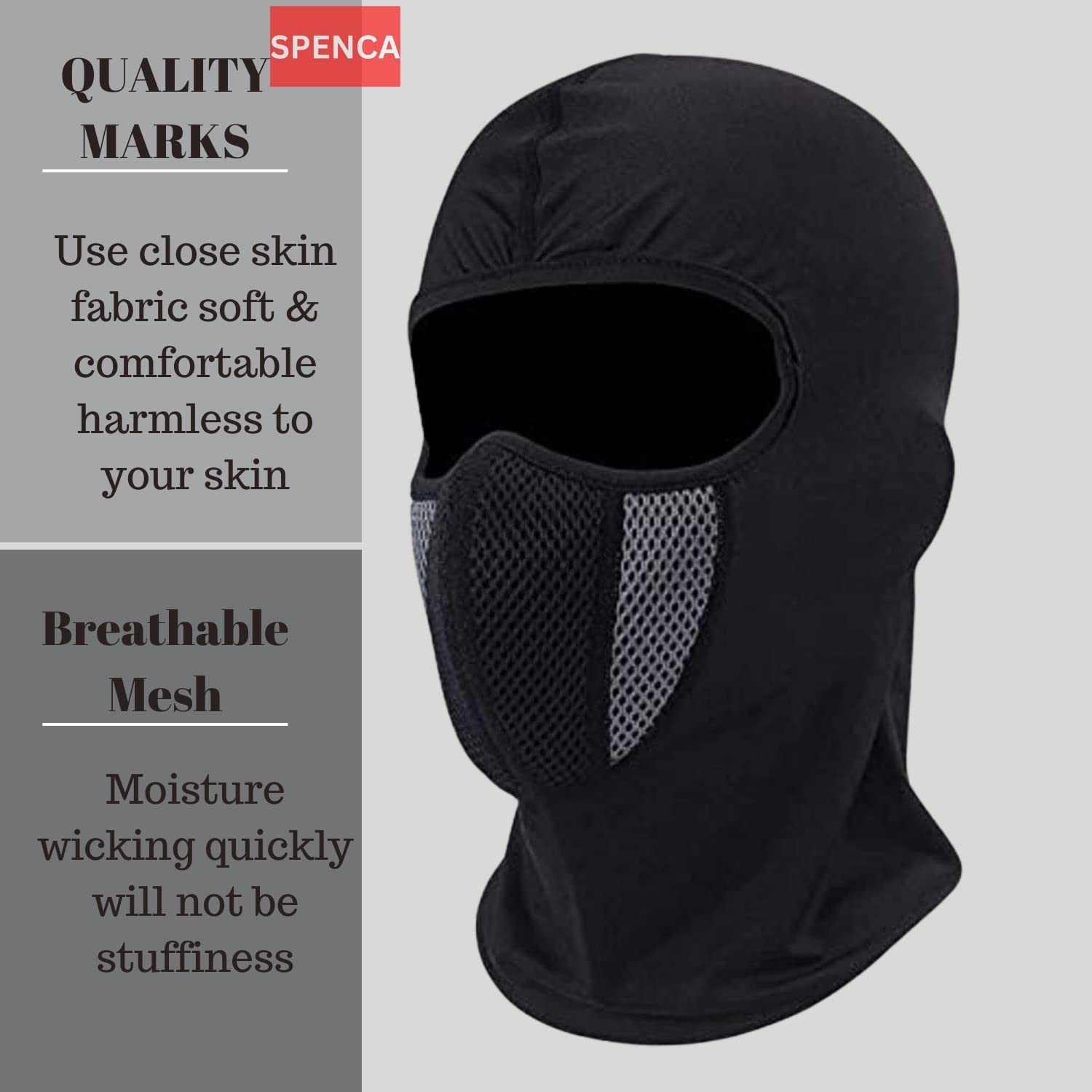 SPENCA Reusable Full Face Cotton Dust Mask - Breathable Protection for Bike Riding, Outdoor Sports & Activities - Black | Ideal for Cycling, Motorcycling & Hiking