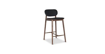 Bonato Leather Counter Stool - Modern Bar Stool with Cushioned Seat, Adjustable Height for Kitchen Island, Breakfast Bar & Home Decor