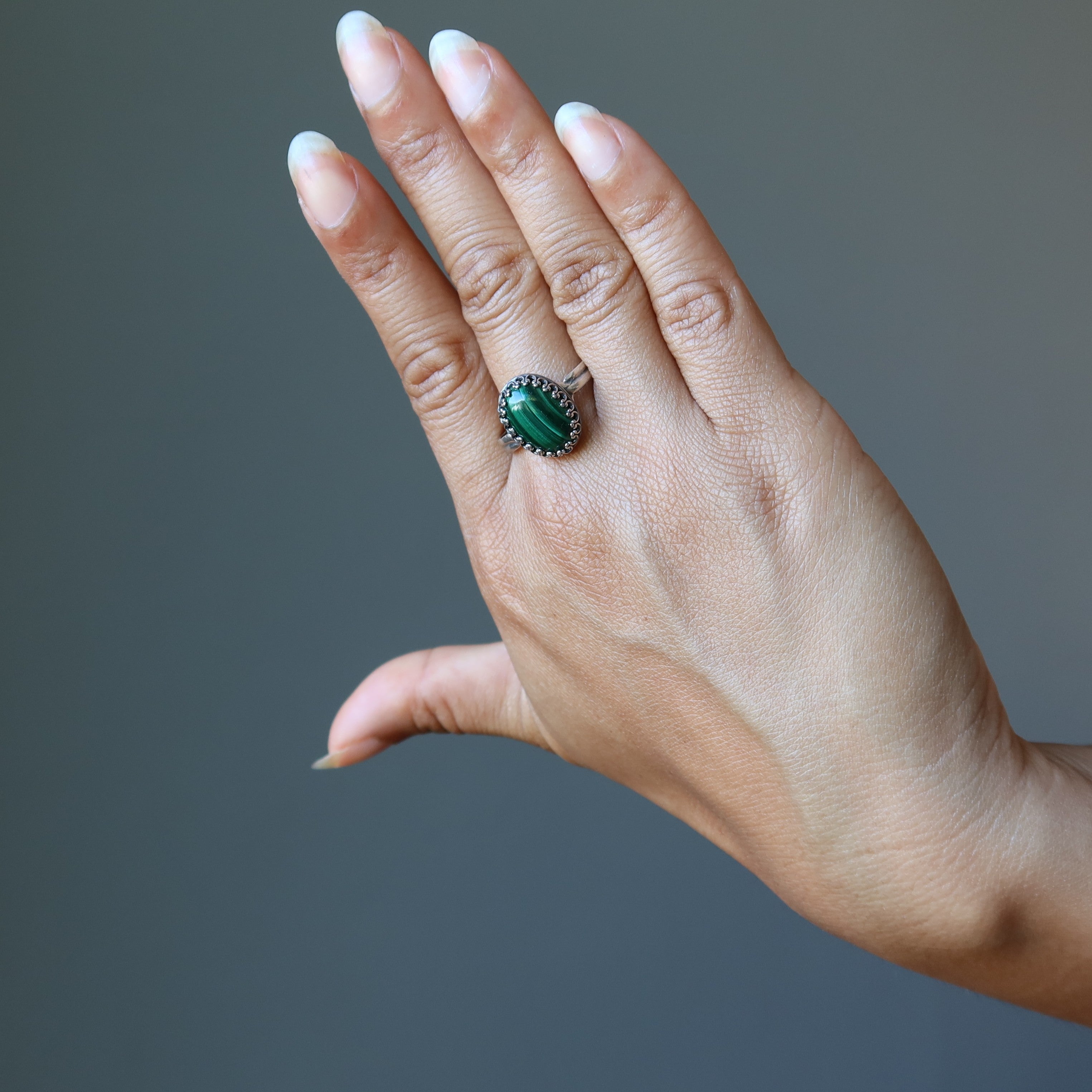 Malachite Ring for Women - Adjustable Sterling Silver Green Stone Jewelry - Perfect for Gifts, Boho Fashion & Everyday Wear