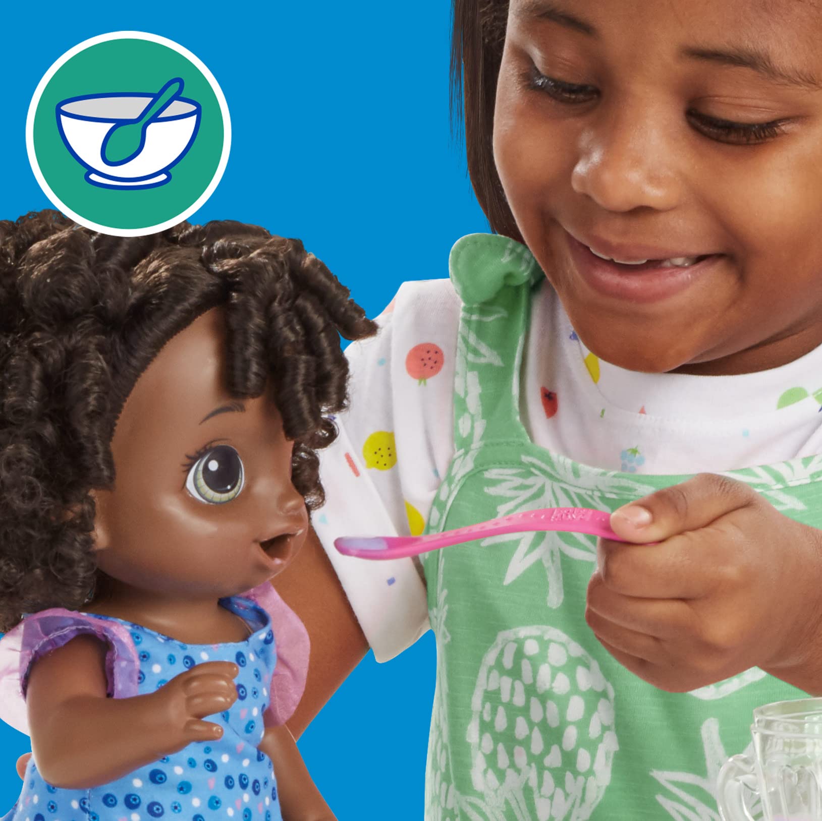 Baby Alive Magical Mixer Baby Doll with Blender Accessories - Interactive Toy That Drinks, Wets & Eats (Blueberry Blast, Black Hair) - Perfect Gift for Girls & Boys Ages 3+ | Fun Pretend Play for Kids' Tea Parties & Role-Playing Games